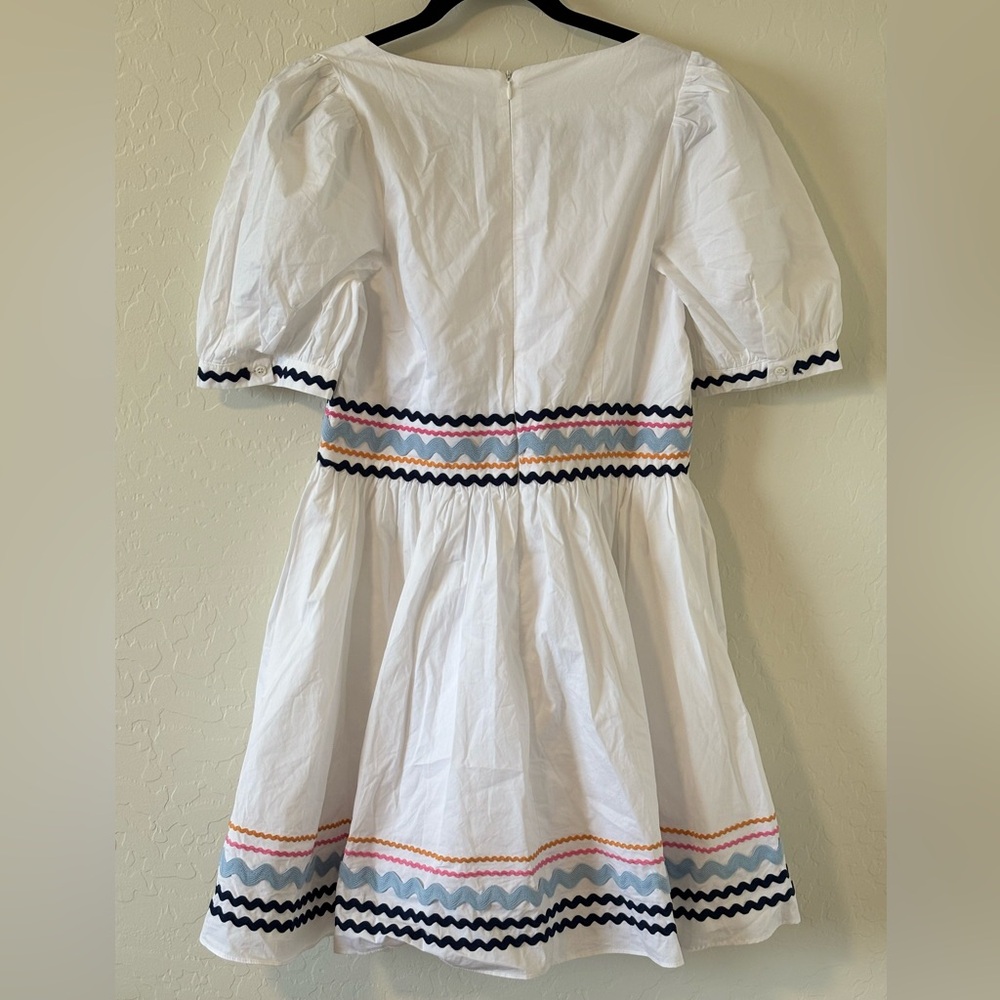 NEW English Factory Dress with Multicolor Trim - Picture 2 of 5